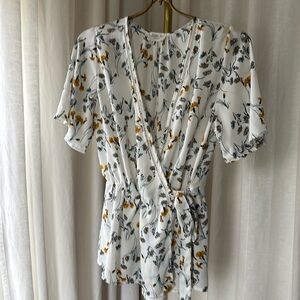 Sienna Sky Cream Flutter Sleeve Wrap Blouse